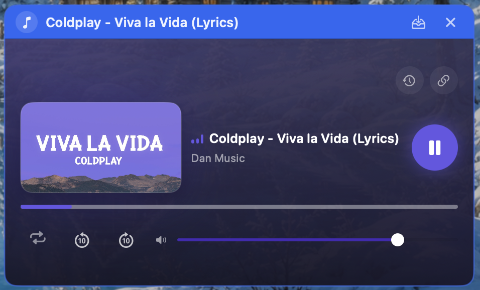 The real Vibes music pane playing Coldplay's Viva la Vida